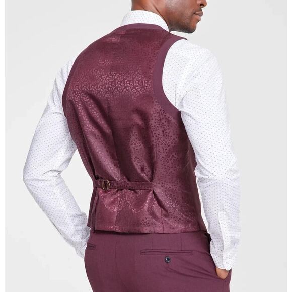 Bar III Men's Red Wool Blend Classic Formal Slim-Fit Suit Vest Size XL - Picture 2 of 2